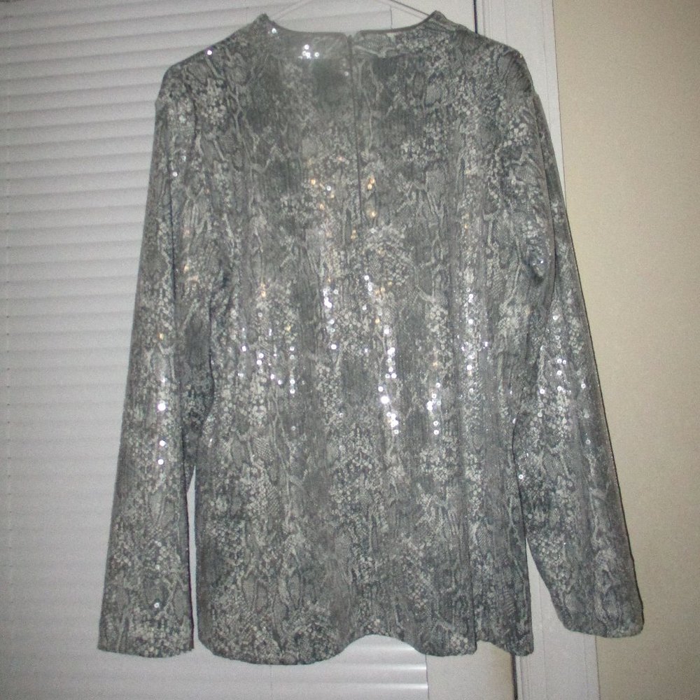Size 1 Chico's Neutral Python Fully Sequined Holi… - image 3